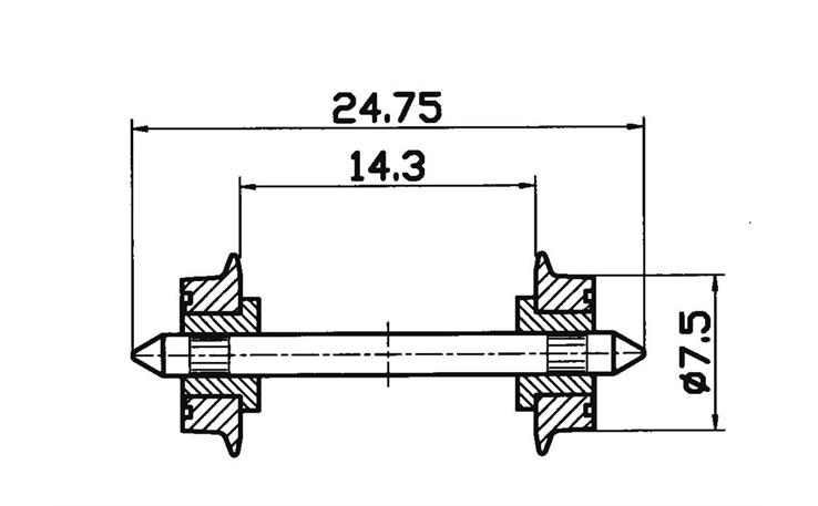 Roco 40189 Radsatz 7,5mm beidseitig isoliert, H0 DC