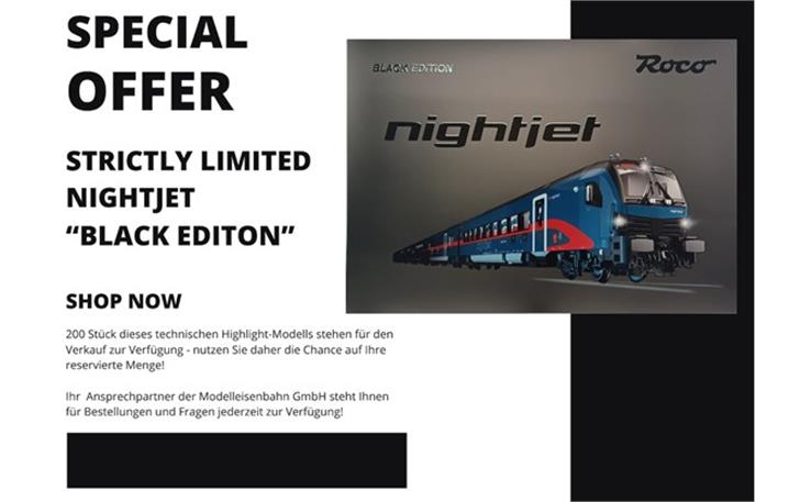 Roco 5510005 Nightjet-Wagenset 7-tlg Black Edition ÖBB, H0 DC Digital Sound