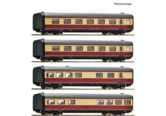 Roco 6200003 Mittelwagen Set 4-tlg zum Gasturbinentriebzug BR 602 DB, H0 DC