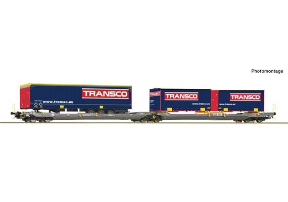 Roco 6600113 Doppeltwg. T3000e Hupac+Transco Trailer + WB