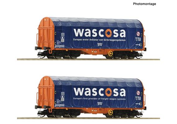 Roco 6680006 Schiebeplanenwagen-Set 2-tlg Wascosa, Spur TT