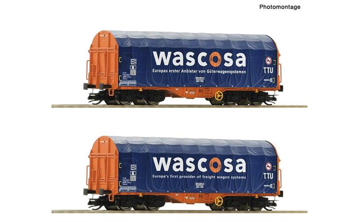 Roco 6680006 Schiebeplanenwagen-Set 2-tlg Wascosa, Spur TT