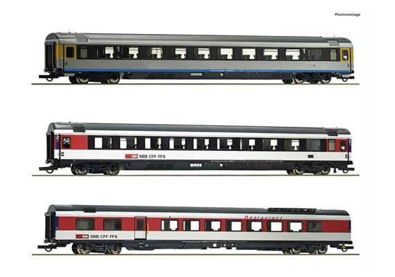 Roco 74021 EuroCity-Wagen Set 3-tlg EC 7 SBB, H0 - Set 1