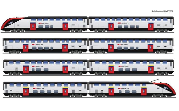 Roco 7700007 Doppelstocktriebzugzug RABe 502 8-tlg SBB, H0 DC Digital