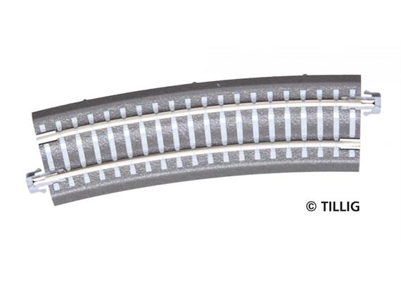 Tillig 83771 Bettungsgleis grau Gleisstück R32, Gebogenes Gleis R396 mm / 15°