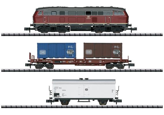 Trix 11146 Startset Güterzug mit Diesellok und drei Güterwagen DB, Spur N