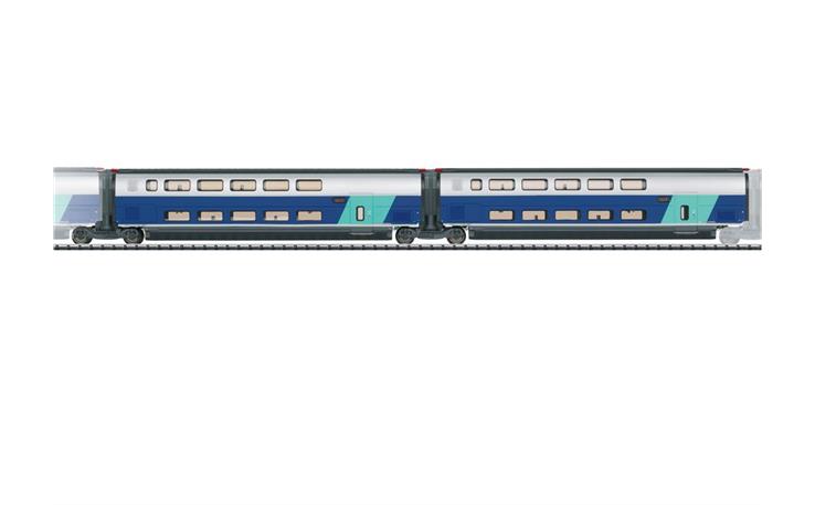 Trix 23488 Ergänzungswagen-Set 2-lg zu TGV Duplex SNCF, H0 DC