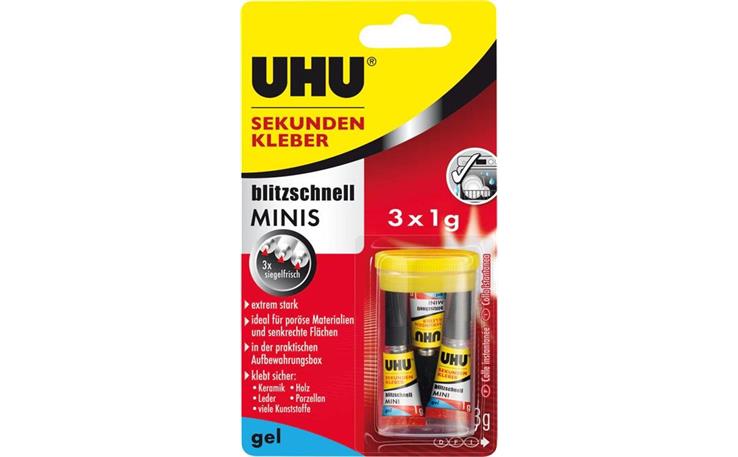 UHU 45370 Sekundenkleber MINIS 3x 1g Gel