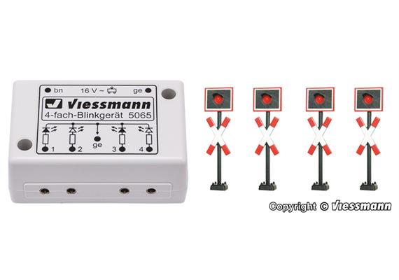 Viessmann 05835 H0 Andreaskreuze, 4 Stück mit Blinkelektronik