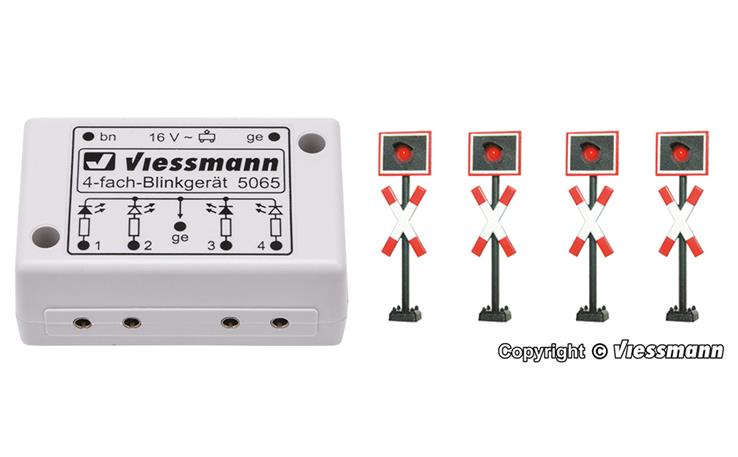 Viessmann 05835 H0 Andreaskreuze, 4 Stück mit Blinkelektronik