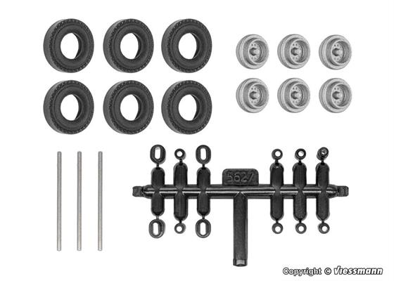 Viessmann 08422 Nachrüst-Set Gummireifen für kibri Anhänger + Auflieger, Einfachbereifung