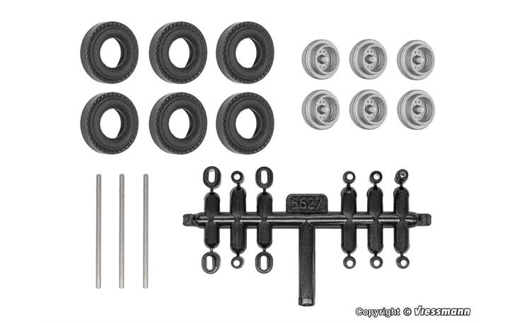 Viessmann 08422 Nachrüst-Set Gummireifen für kibri Anhänger + Auflieger, Einfachbereifung